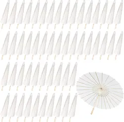 6/16/24/32PCS Wedding Umbrella and Fedora Hats Bulk Photo Prop White Paper Parasol Umbrellas for Bridal Shower Party 60cm 84cm