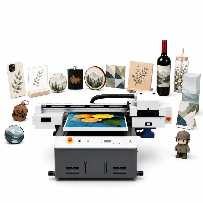 6090mm UV Flatbed Machine Water Cooling LED Curing CMYK White Varnish Leather Printer Signage Gifts Ceramic Wood XP600