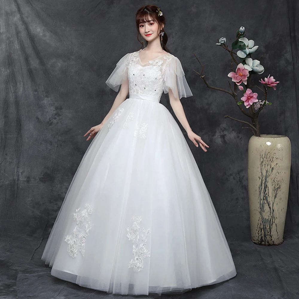 Gaun pengantin wanita gaun pesta putih gaun pengantin renda Tulle gaun pengantin gaun acara Formal Vestido De Noiva robe de marifee