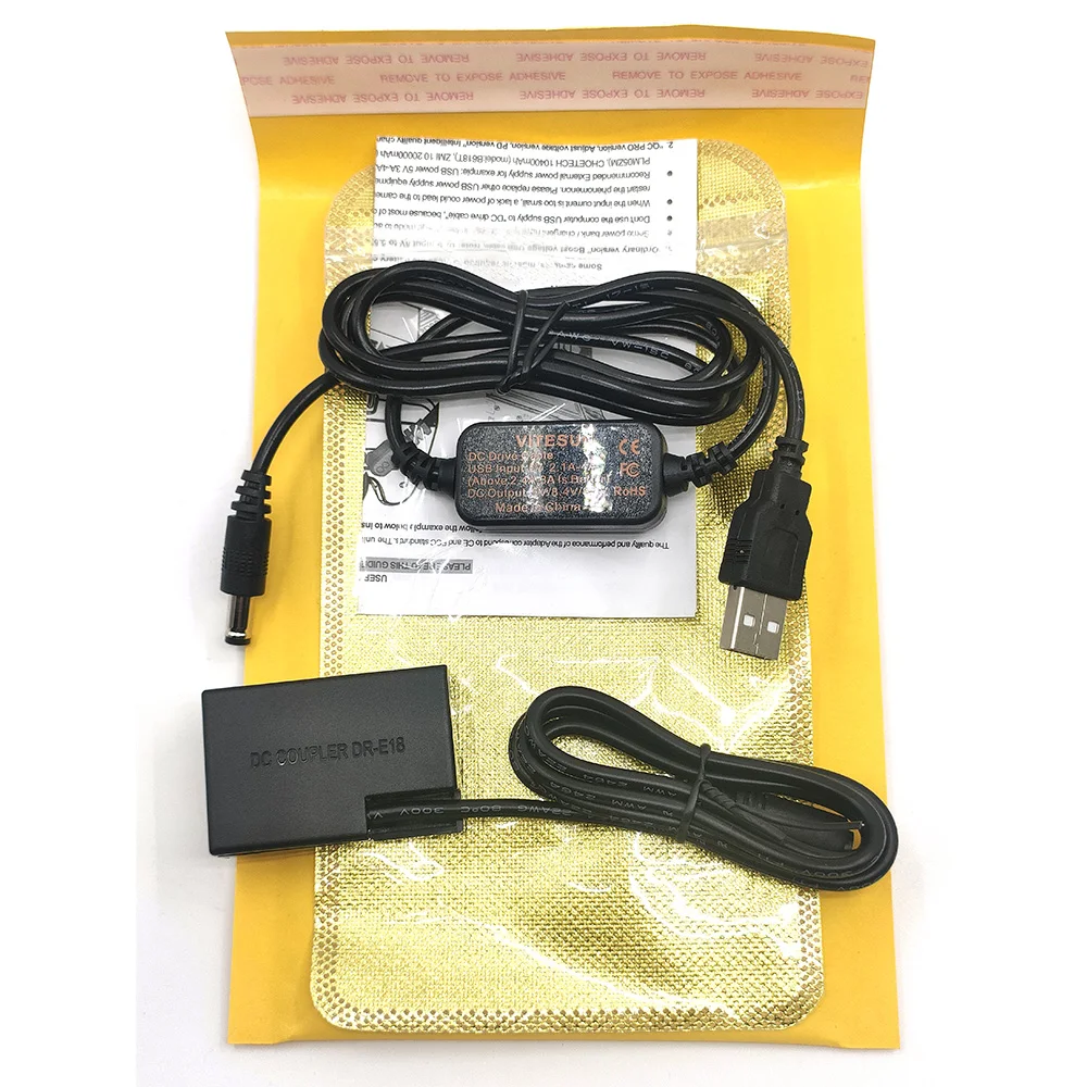 Power Bank 5V USB Cable Adapter+DR-E18 LP-E17 Dummy Battery For Canon EOS RP 750D 250D 760D 8000D 9000D Kiss X9i X10 Rebel R50V