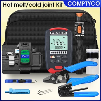 Fiber Optic Tool Kit AUA-X5 Fiber Cleaver 10Mw Visual Fault Locator FTTH Tools Fiber Power Meter Optical Bag