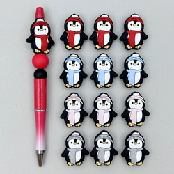 Silicone Pinguim Talão para Bebê Mordedor, DIY String Pen, Nipple Chains, Acessórios de Jóias, Presentes Kawai, 10 Pcs