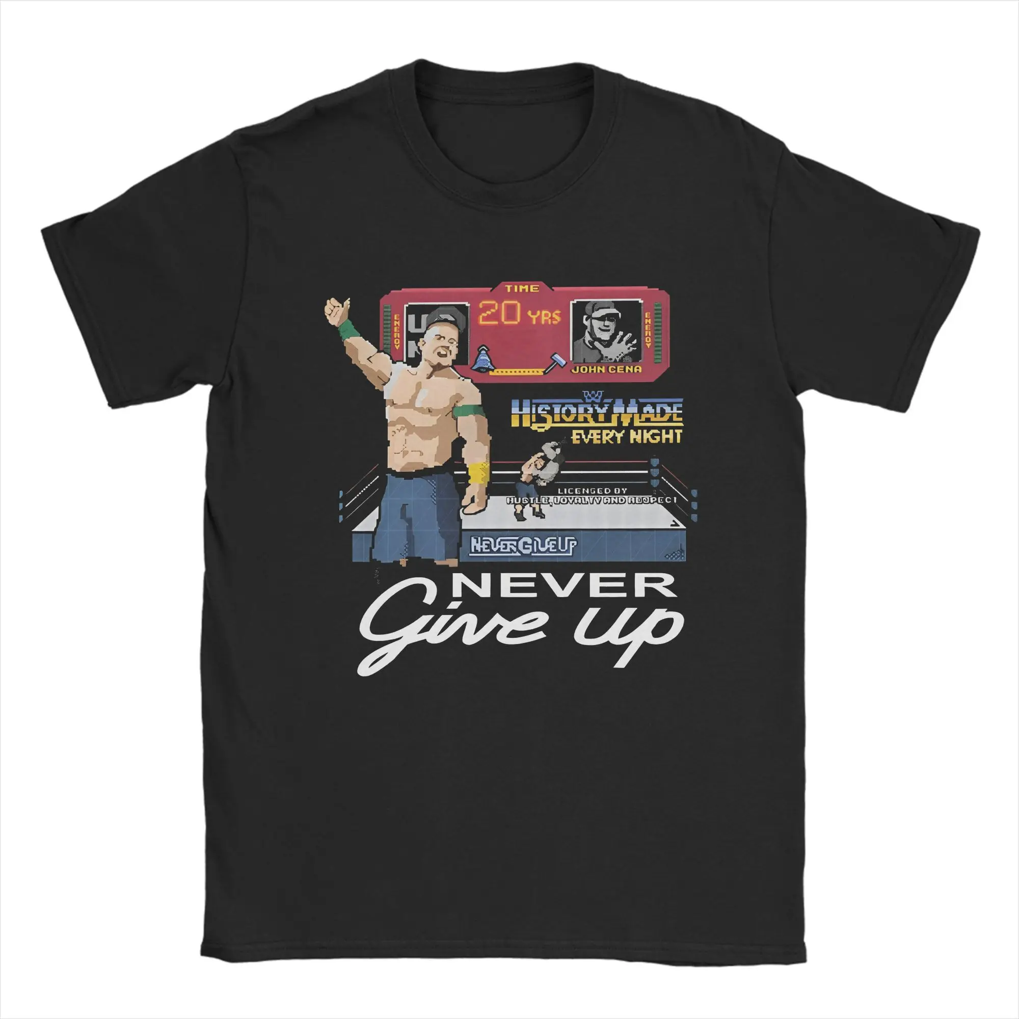 Casual John Wrestling Cena 20 Years Never Give Up T-Shirt for Men Pure Cotton T Shirt 2025 Farewell Tour Tee 4XL 5XL Clothing