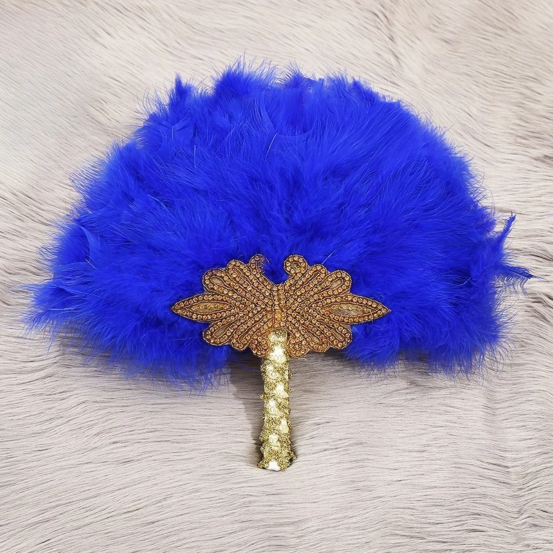 Western wedding African bride bridesmaid handmade heavy industry decoration burgundy big round fan large ostrich hair fan