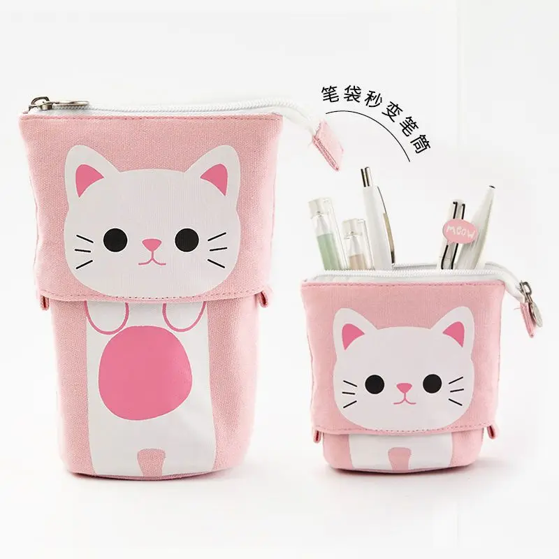 Creative Shrinkable Lovely Cat Pen Bag Pen Holder Students Multifunction Pen Holder