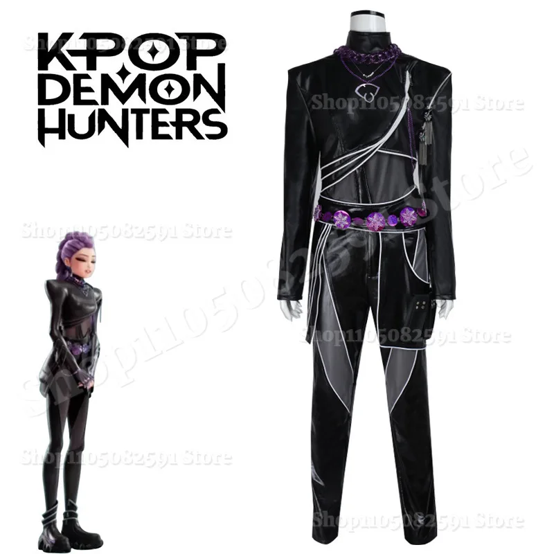2026 Black Suit Women Girls Mira Zoey Rumi Cosplay Costume Kpop for Demon Hunters Halloween Rumi Battle Suit Huntrix Cosplay - Image 4