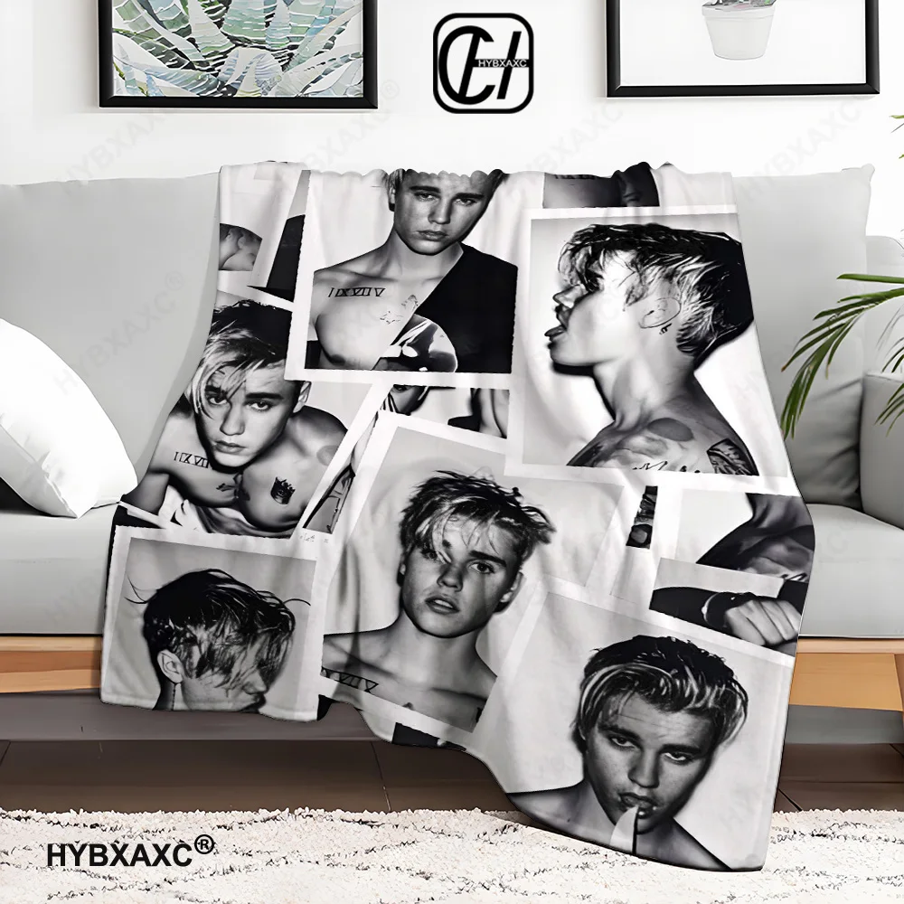 Popular Singer Justin Bieber Printed Blanket Picnic Blankets Warm Blanket Soft and Comfortable Blanket Home Travel Birthday Gift