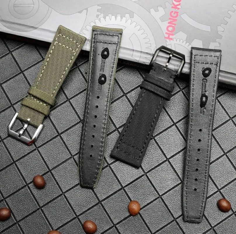 Nylon Canvas Watchband For IWC PILOT Portugal Fabric 20MM 21MM 22MM Leather Watch Strap Black Armygreen Men\'s Cowhide Wristband