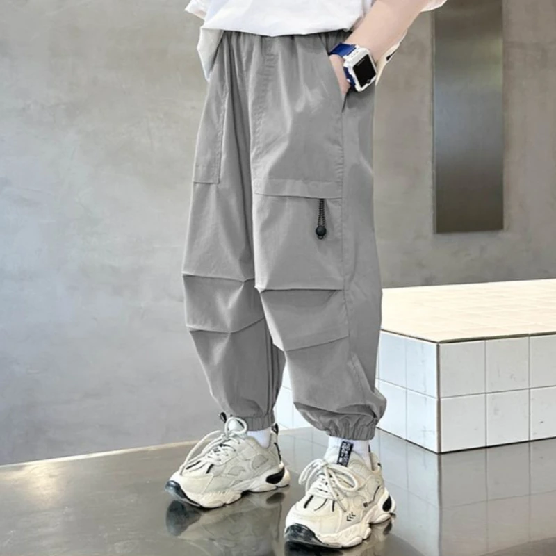 Boys Kids Summer New Thin Ice Silk Joggers Pants Quick Dry Anti Mosquito Sports Trousers  137