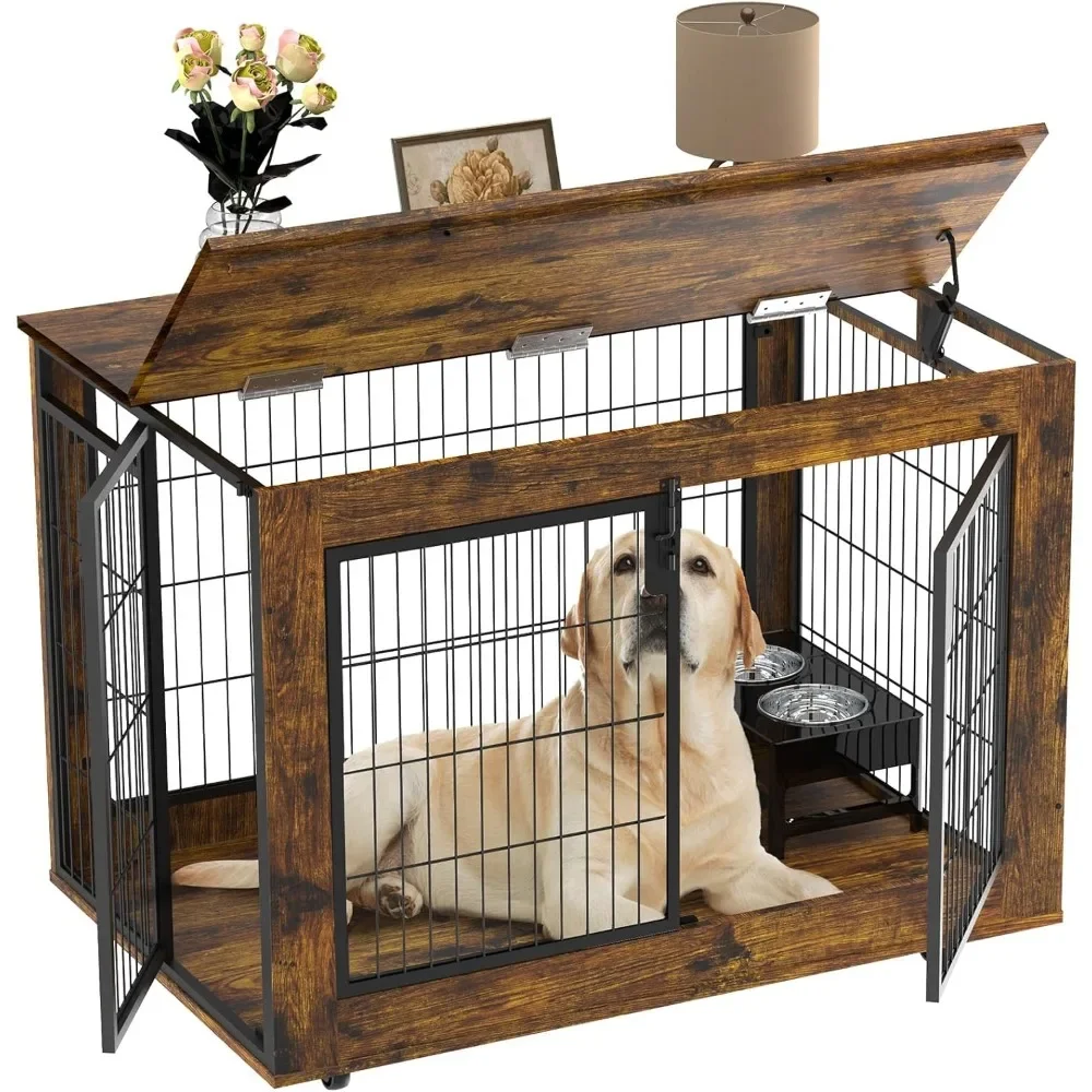 

Large Dog Crate Furniture, 41.33" Extra Large Dog Kennel Indoor with Top-Access Teasing/Feeding Door