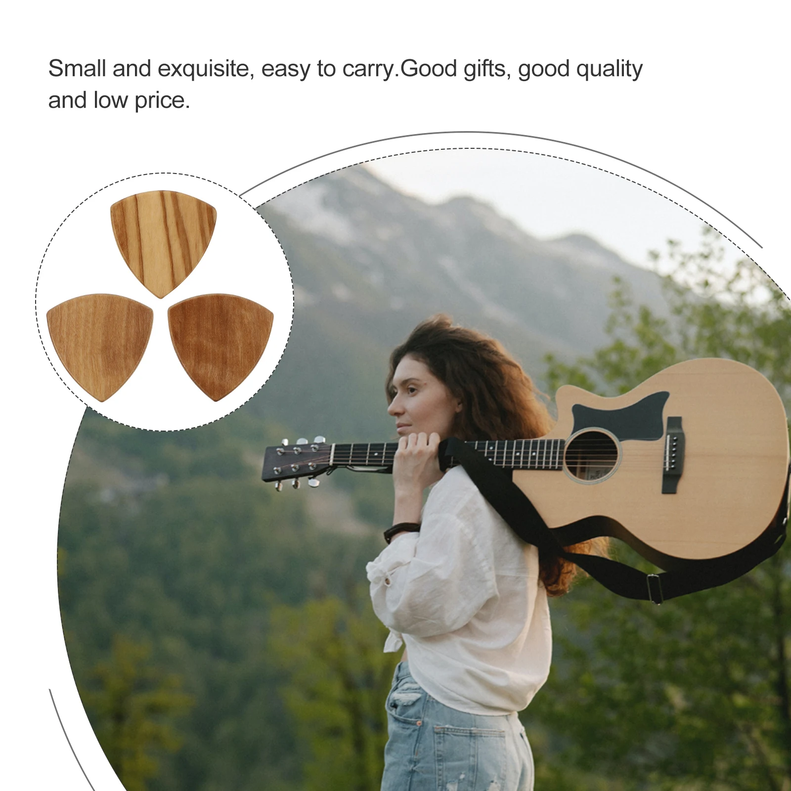 

3pcs Wooden Plectrum Durable Protective Guitar Accessories For Guitar Bass Ukulele Players Comfortable Pick Set