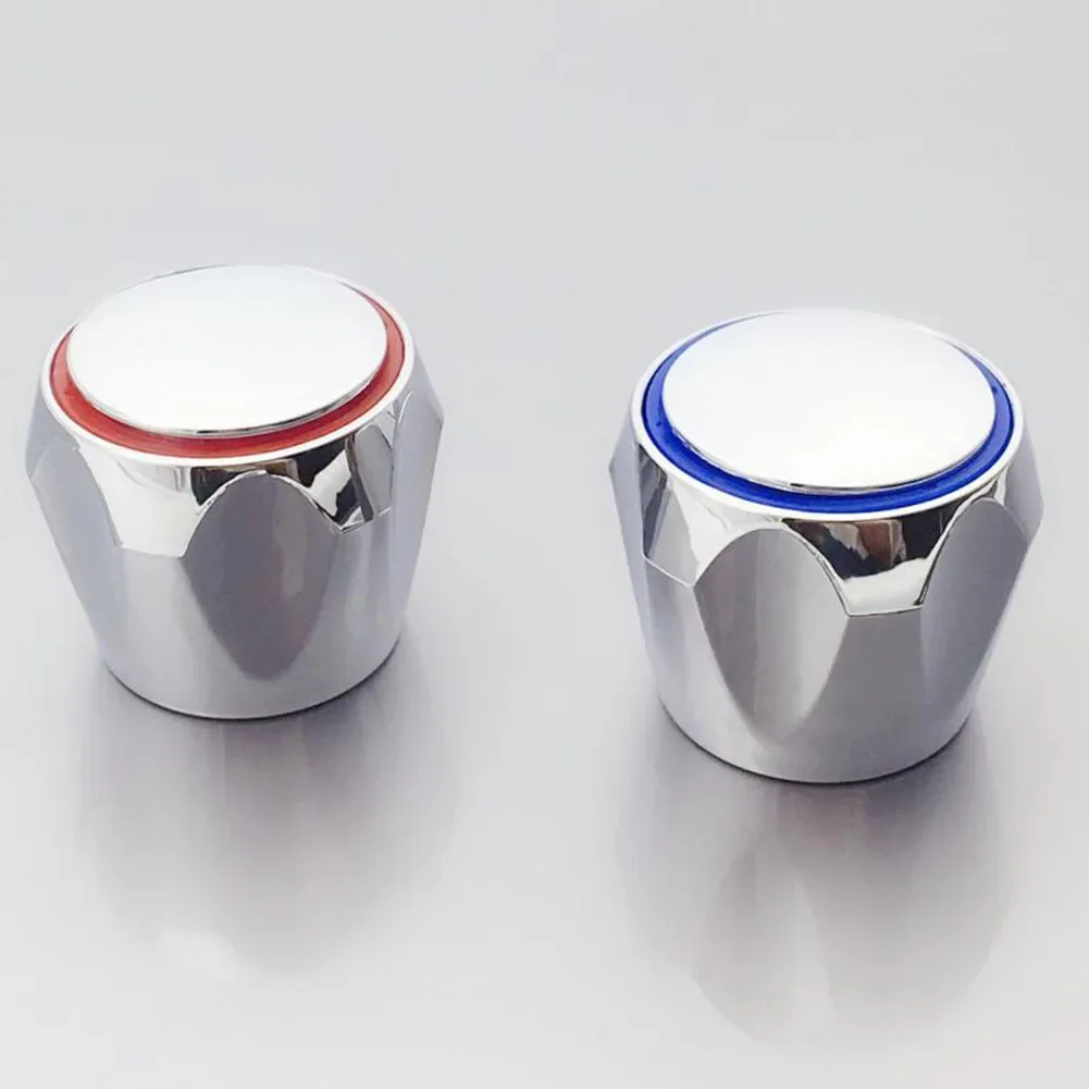 HOT & COLD TAP Faucet Handle Faucet Handle METAL CHROME PLATED TOP HEAD COVERS 2PCS Bathroom Kitchen For Hot/Cold Faucet Handle