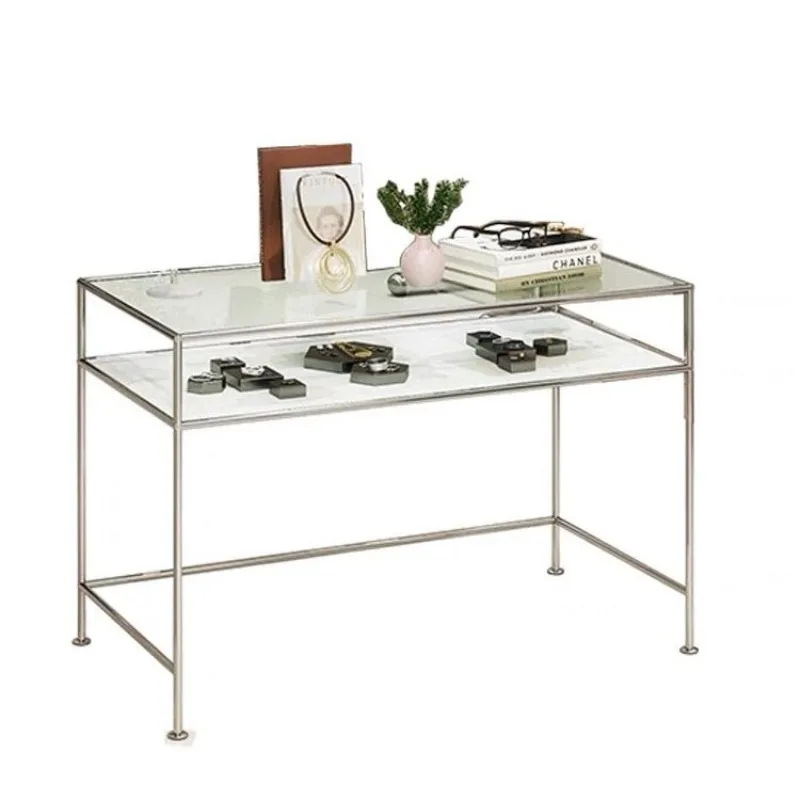 

Stainless steel glass desk personalized creative high-end desk minimalist dresser clothing display rack