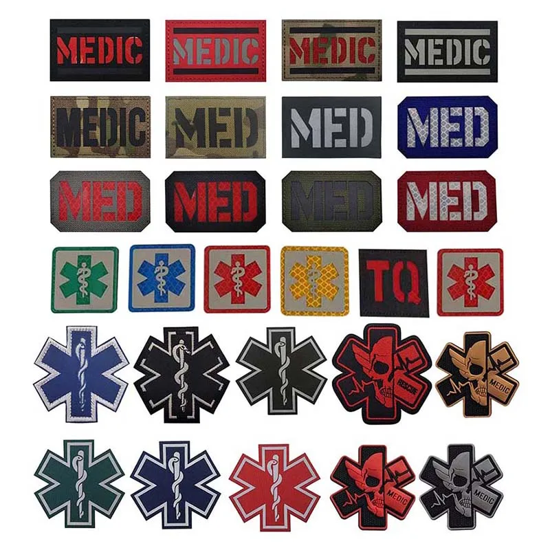 Notfallrettungs-Lebenstern, MED, medizinische Patches, Moral-Emblem, reflektierendes Infrarot-Erste-Hilfe-Abzeichen, militärische taktische Applikation