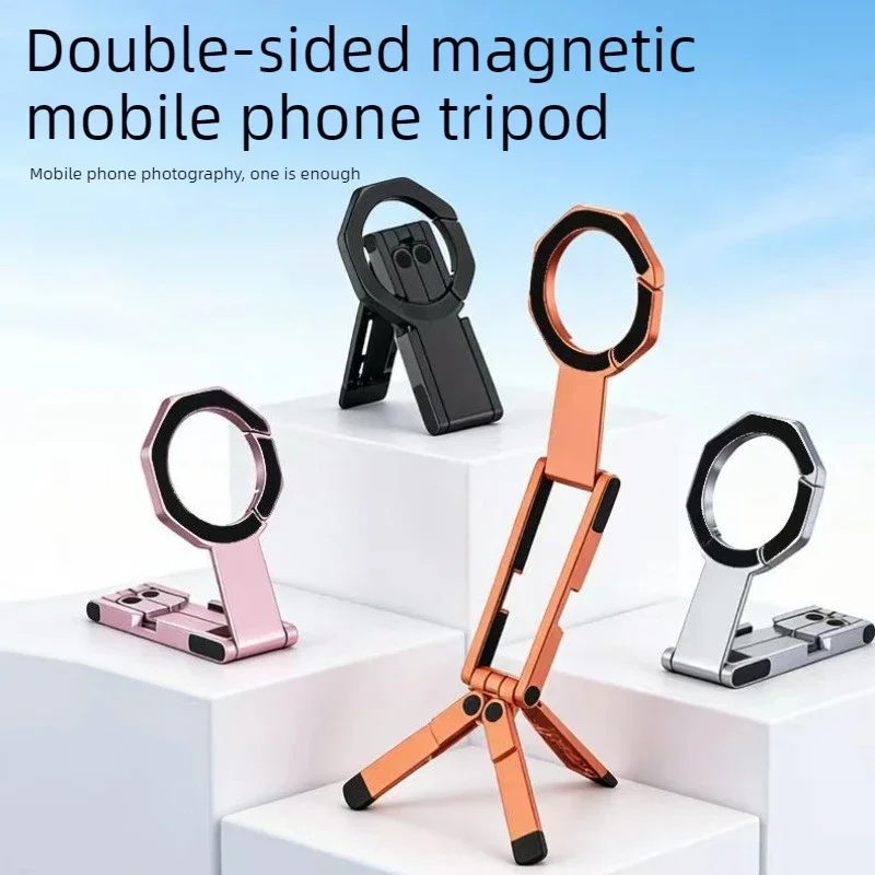 For Magnetic Phone Holder Foldable Ultra-Slim Dual-Sided Magnet Zinc Alloy Phone Holder for Magsafe Tripod Live & Vlog