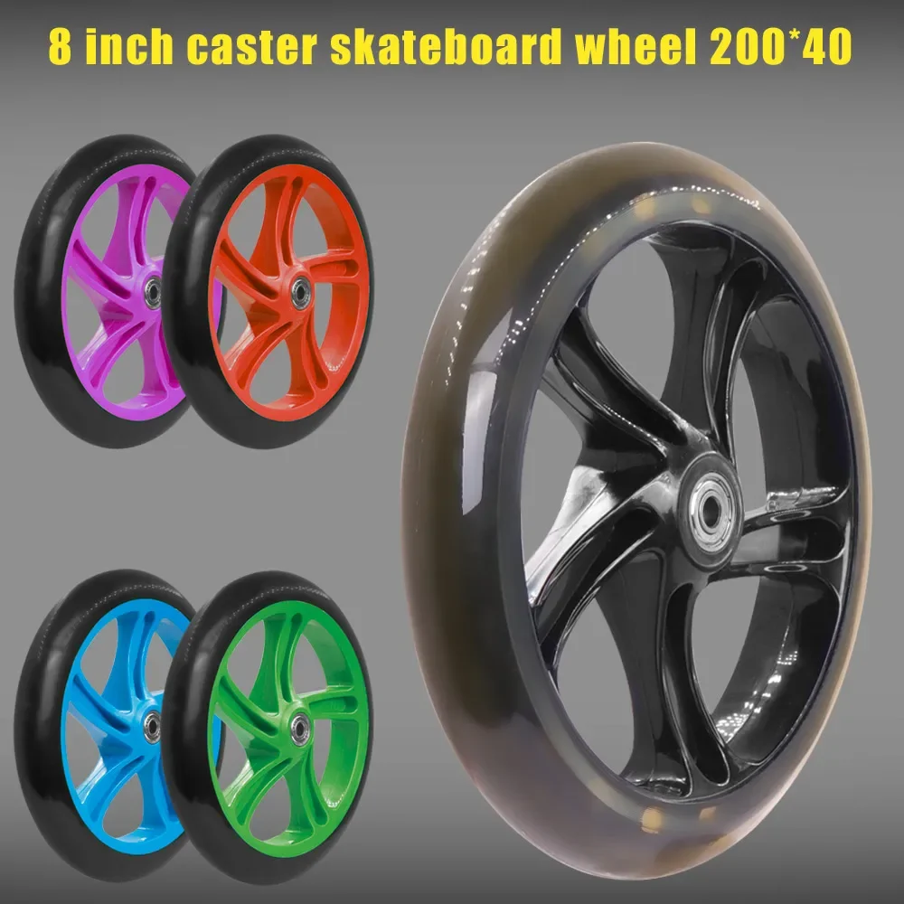 New 200mm PU Material Wheel Adult Scooter Wheels with ABEC 9 Thickness 40 mm Bearings for Razor and Adult Kickscooters