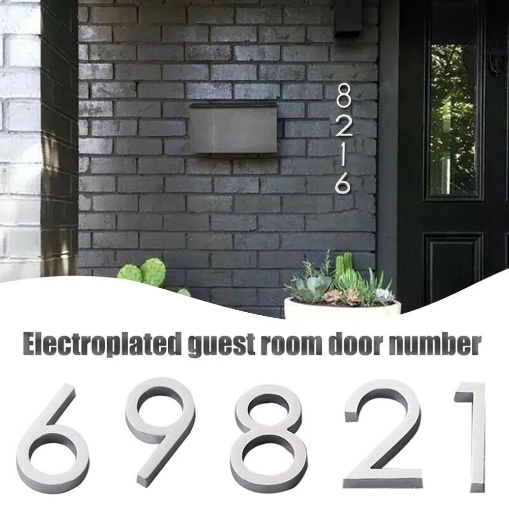 1pc 3D Numeral Door Plaque House Drawer Sign Plating Gate Digits 0 To 9 Plastic Number Tag Hotel Home Sticker Address Door Label