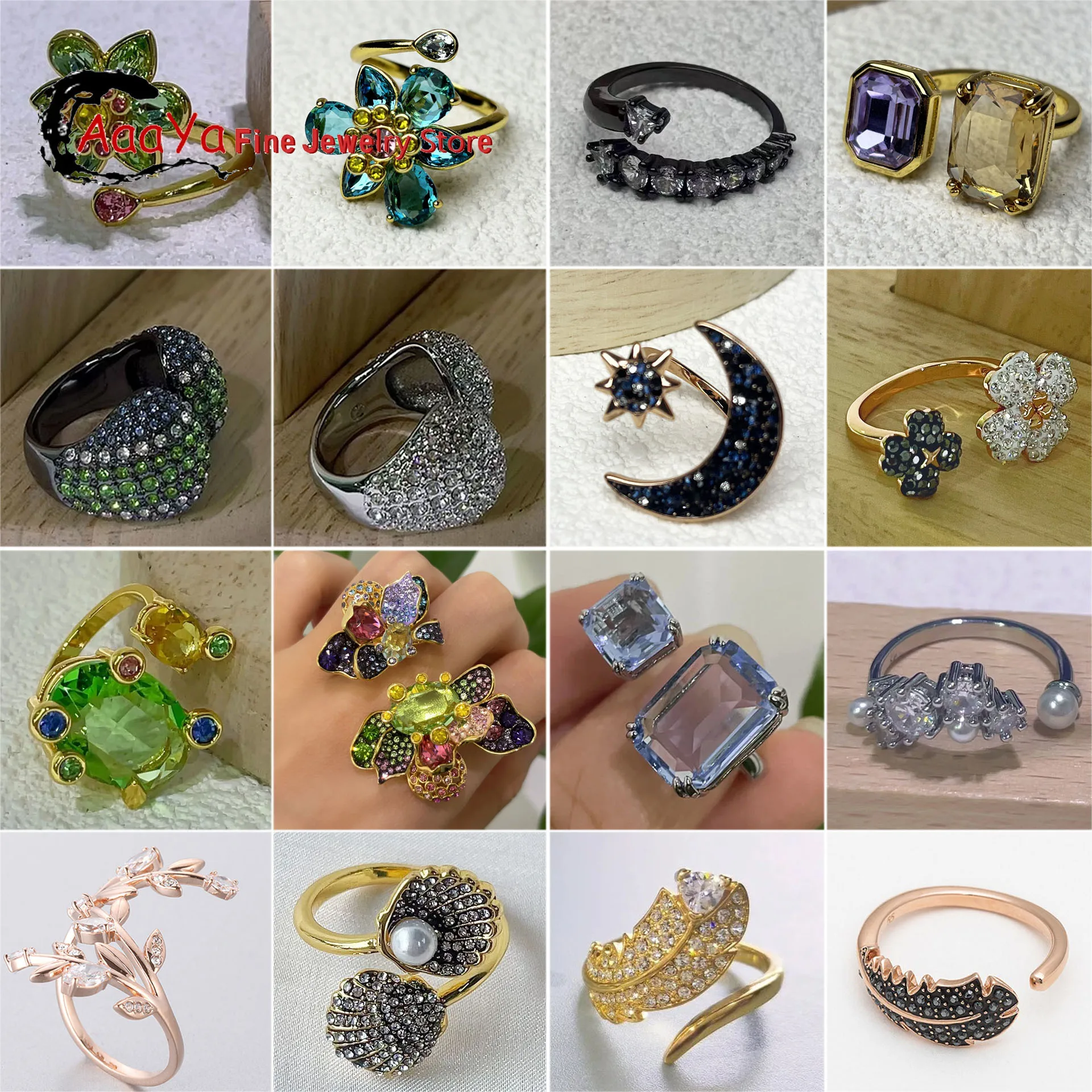 

Original 2025 Trendy Open Ring Fine Jewelry Sets for Women Charms Heart Leaf Ring Butterfly Ring Romantic Gift Party Accessories