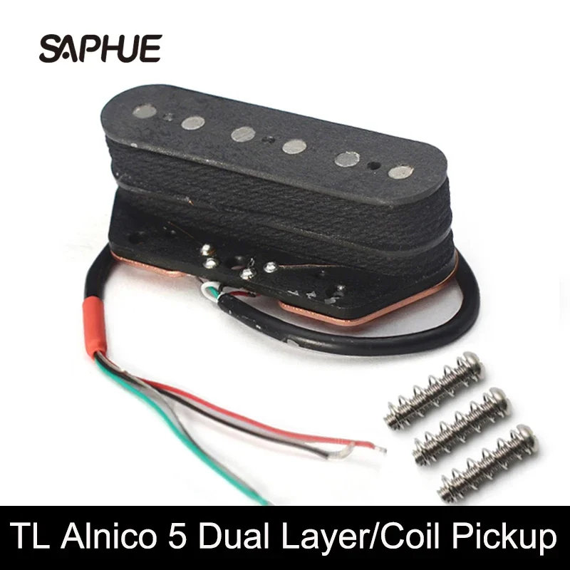 

TL Alnico 5 Humbucker Bridge Pickup, двухслойный звукосниматель с двойной катушкой, 6-струнный открытый стиль, оптоволоконный шпульный магнит, черный