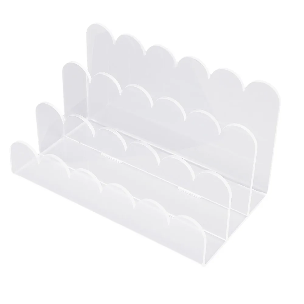 Practical 3 Compartments Acrylic Mail Organizer Scalloped Design Vertical Storage Letter Sorter Desk Organizer for Stationery