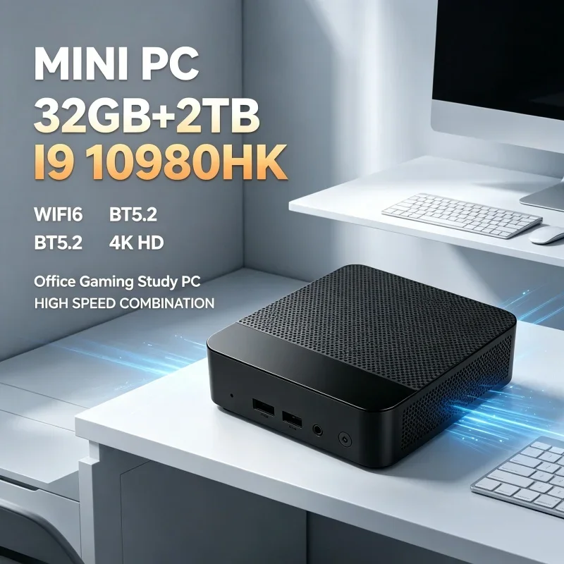 Intel Core I9 10980HK Portable Mini PC Windows11 16GB RAM Optional 1TB/2TB SSD WiFi6 BT5.2 Home Office Gaming Computer Daily Use