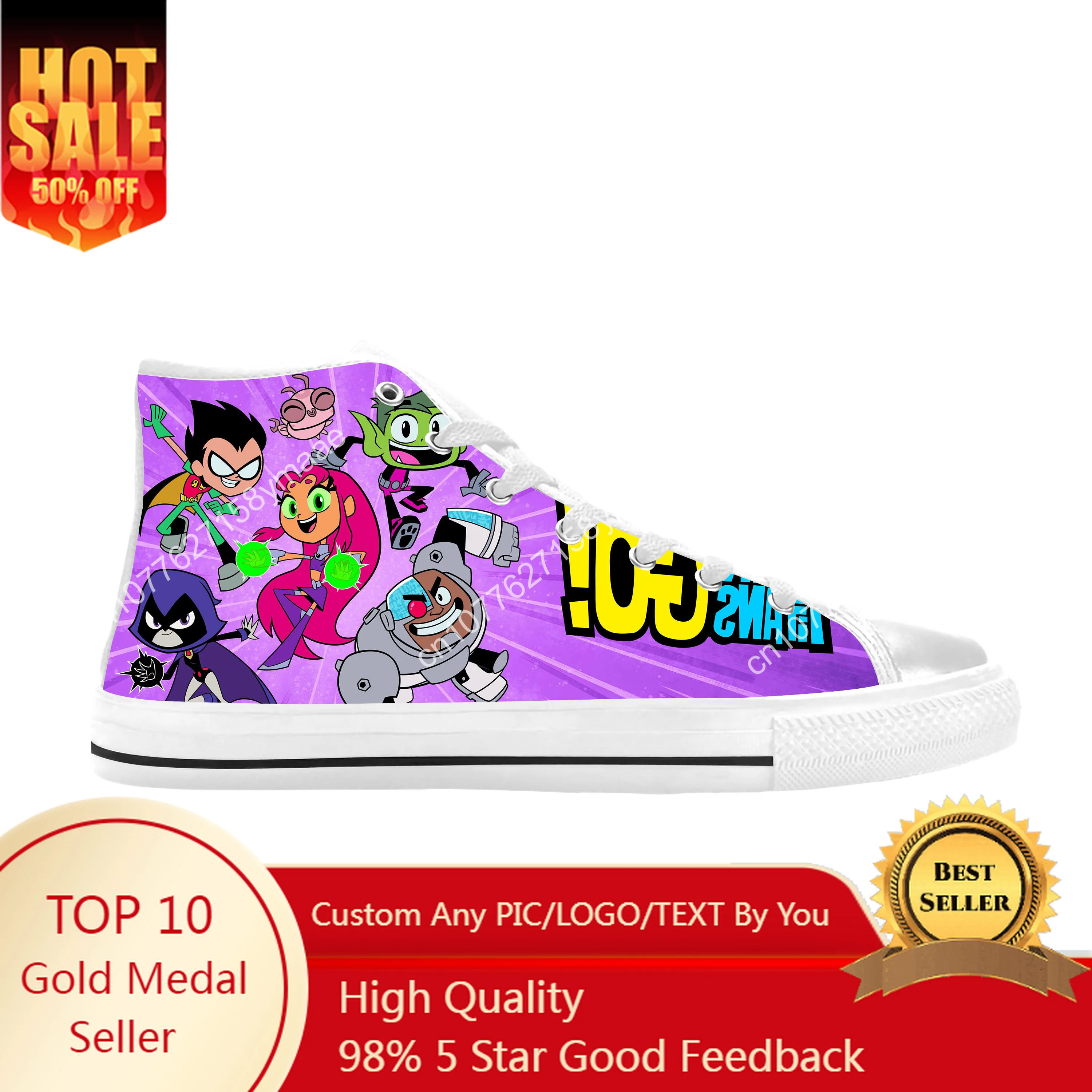 

Titans Anime Cartoon Manga Comic Teens Superhero Casual Cloth Shoes High Top Comfortable Breathable 3D Print Men Women Sneakers