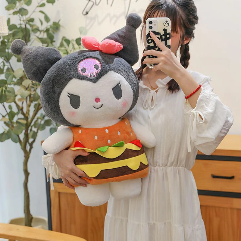 

Kawaii Plush Toy Stuffed Doll Cute Burger Kuromi Huggable Pillow Melody Claw Machine Gift for Kids Birthday Xmas Present Girl