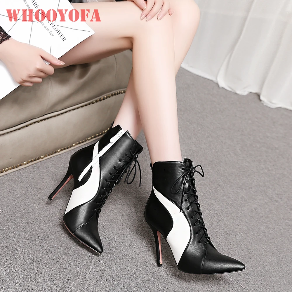 

2026 New Spring Fashion Black Beige Women Ankle Boots Hot 10cm High Heel Lady Formal Shoes Plus Big size 10 42 46 47