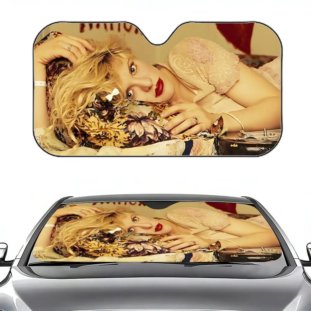 

Courtney Love Canvas Art Sun Visor Retractable Car Sun Visor Car Windshield Sun Shade UV Protector Window Cover