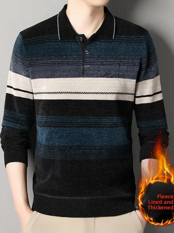 

Yaloo Men's Fce Lined Knitwear Collar Sweater Thiened Base Layer Ciwalk Home Par Casual Busin Winter Warm El...