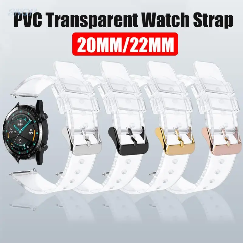 20mm 22mm Transparent Silicone Strap for Huawei Watch 3 Smart Watch Band Soft PVC Wrist Bracelet Watch GT 3/2/2e/Pro/Runner