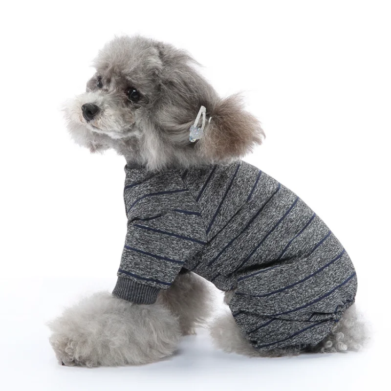 

Cotton Dog Pajama Set - Striped Summer Sleepwear for Pets with Full Leg Coverage - Soft House Outfit for Small Breeds