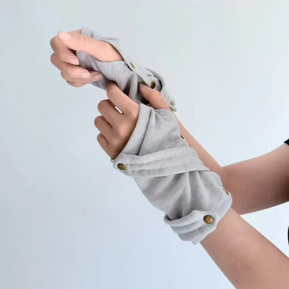 Snap-Button Closure Half Finger Gloves Warm Decorative Design Street Dance Gloves Breathable Unisex Fingerless Gloves For Couple