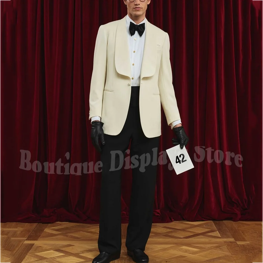 

Формальный свадебный костюм, шаль для жениха с лацканами, элегантный джентльменский одинарный пуговик, красивый смокинг на заказ, мужской модный комплект одежды