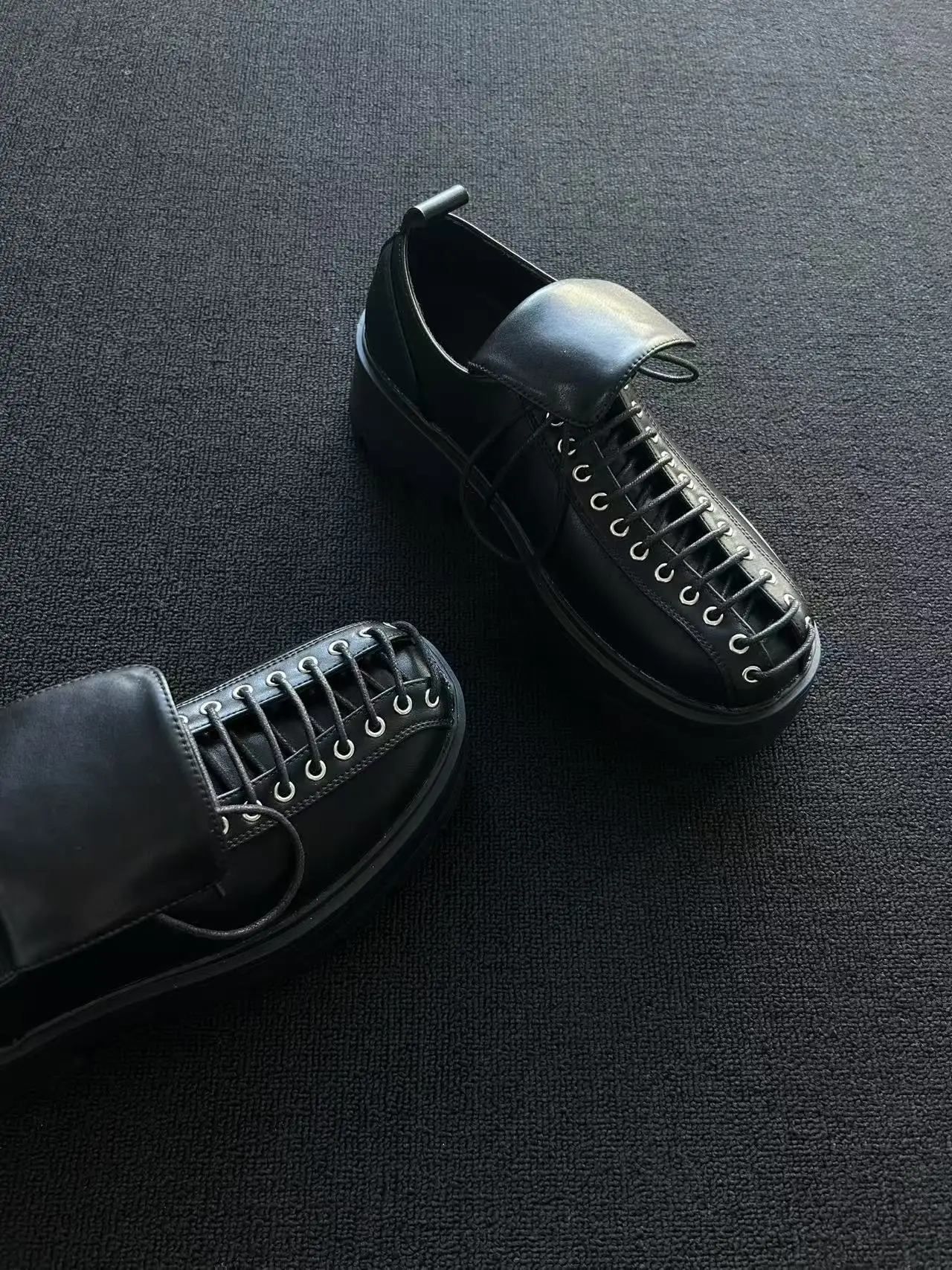 

Trendy Commuter Lace-Up Shoes Thick Bottom Heightening Casual Leather Men's Shoes British Style round Head High S...