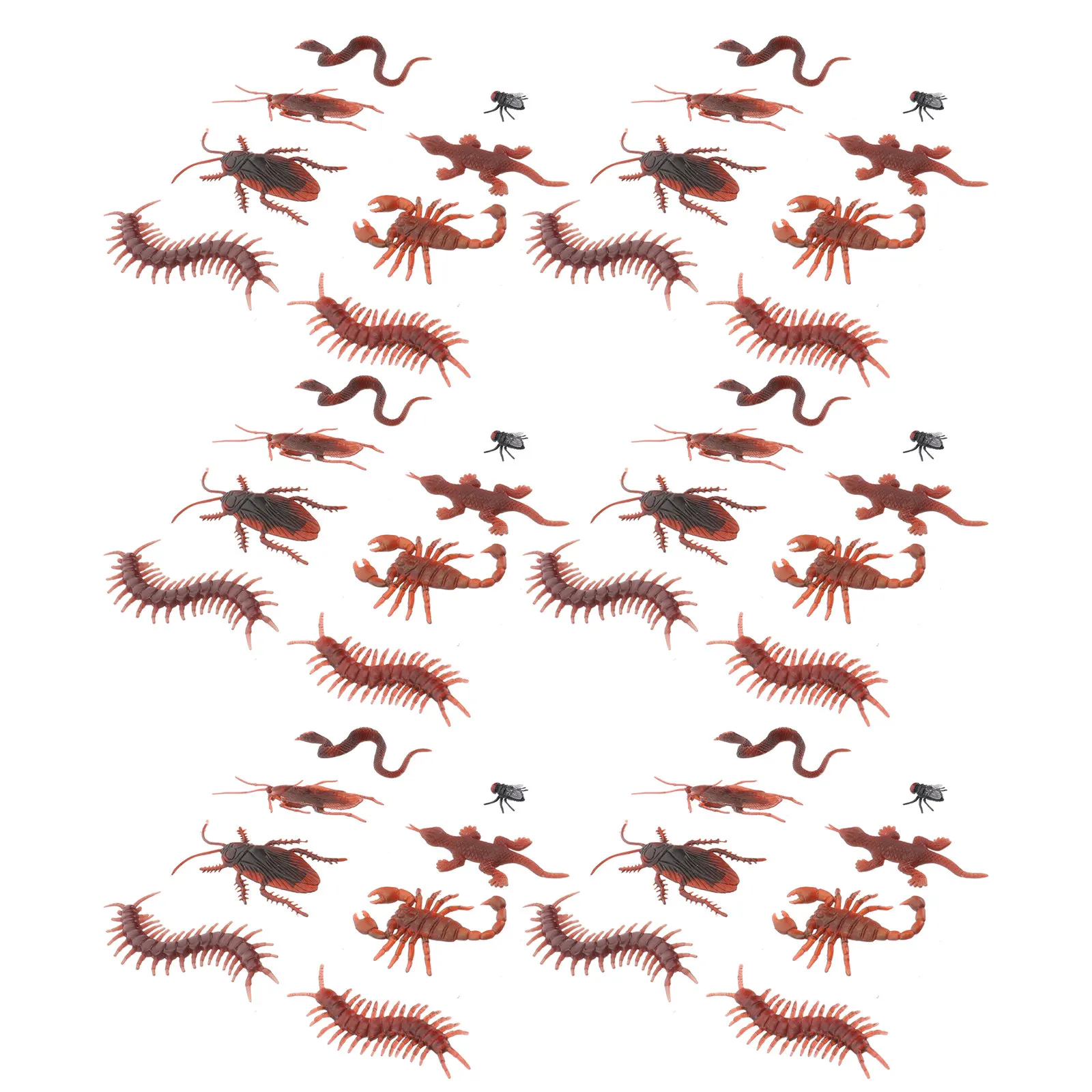 80Pcs Lifelike Plastic Fake Bugs Set Scorpion Gecko Snake Cockroach Centipede Fly for Halloween Prank April Fools Trick Prop
