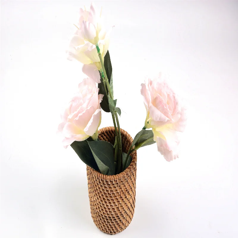 Caixa de armazenamento de rattan artesanal caneta cosmética titular acessórios de cerimônia de chá utensílios de mesa decoração de armazenamento