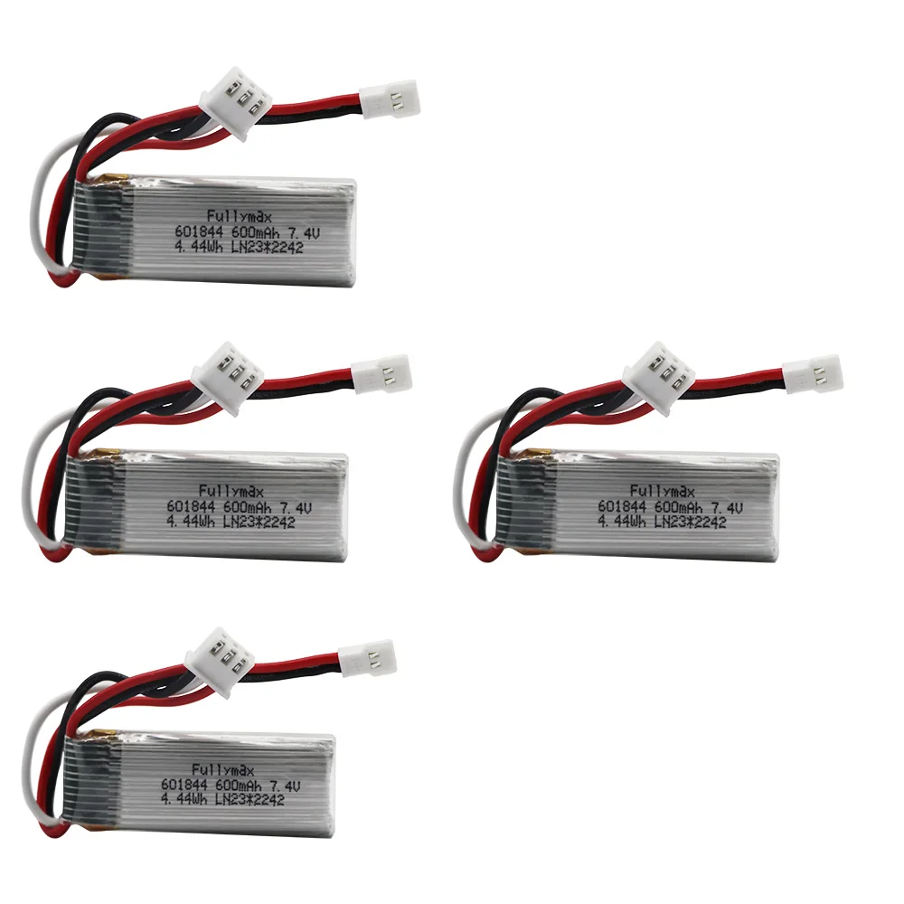 7.4V 600mAh 601844 Lipo Battery with USB charger for WLtoys F959 XK DHC-2 A600 A700 A800 A430 RC Car Parts 7.4v Battery 20C 2S