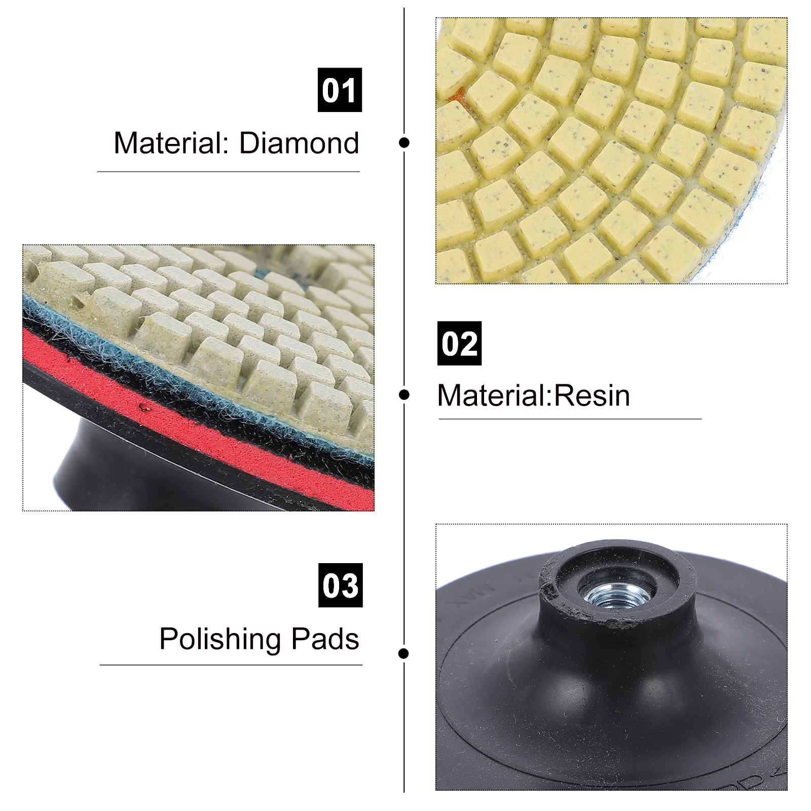 

8Pcs Diamond Polishing Disc Wet Use Resin Grinding Pad for Granite Marble Concrete Sander Polishing Kit Sander Pad