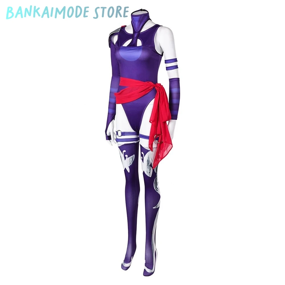 Mv Rivals Psylocke Sai Cosplay fantasía disfraz peluca guantes mono calcetines disfraz para mujeres adulto Halloween traje de fiesta de Carnaval