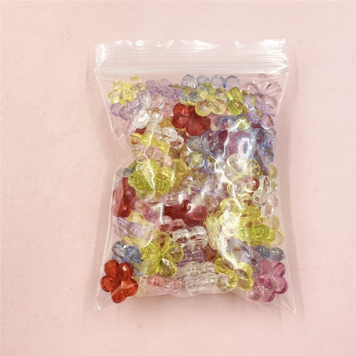 100pcs 14mm Acrylic Multicolor Flower Shape Spacer Loose Beads With Hole DIY Handmade Material Jewelry Accessories Wholesale
