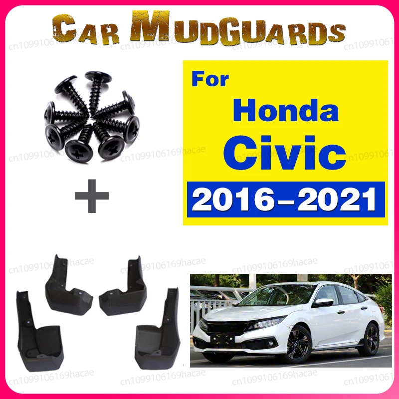 Juego de Guardabarros Delanteros y Traseros para Honda Civic Sedán 10ª Generación 2016-2021, Protectores contra Salpicaduras, Guardabarros Delanteros y Traseros 2017 2018 2019 2020