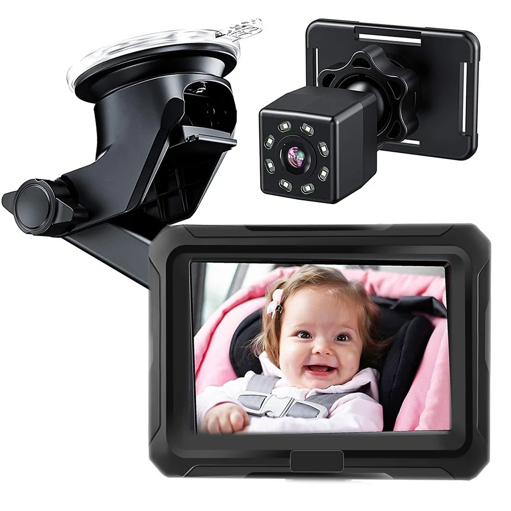 Car Baby Monitor HD 1080P Full Color Infrared 1080P Camera Stroller Rearview Monitor 4.3 Inch IPS Night Vision
