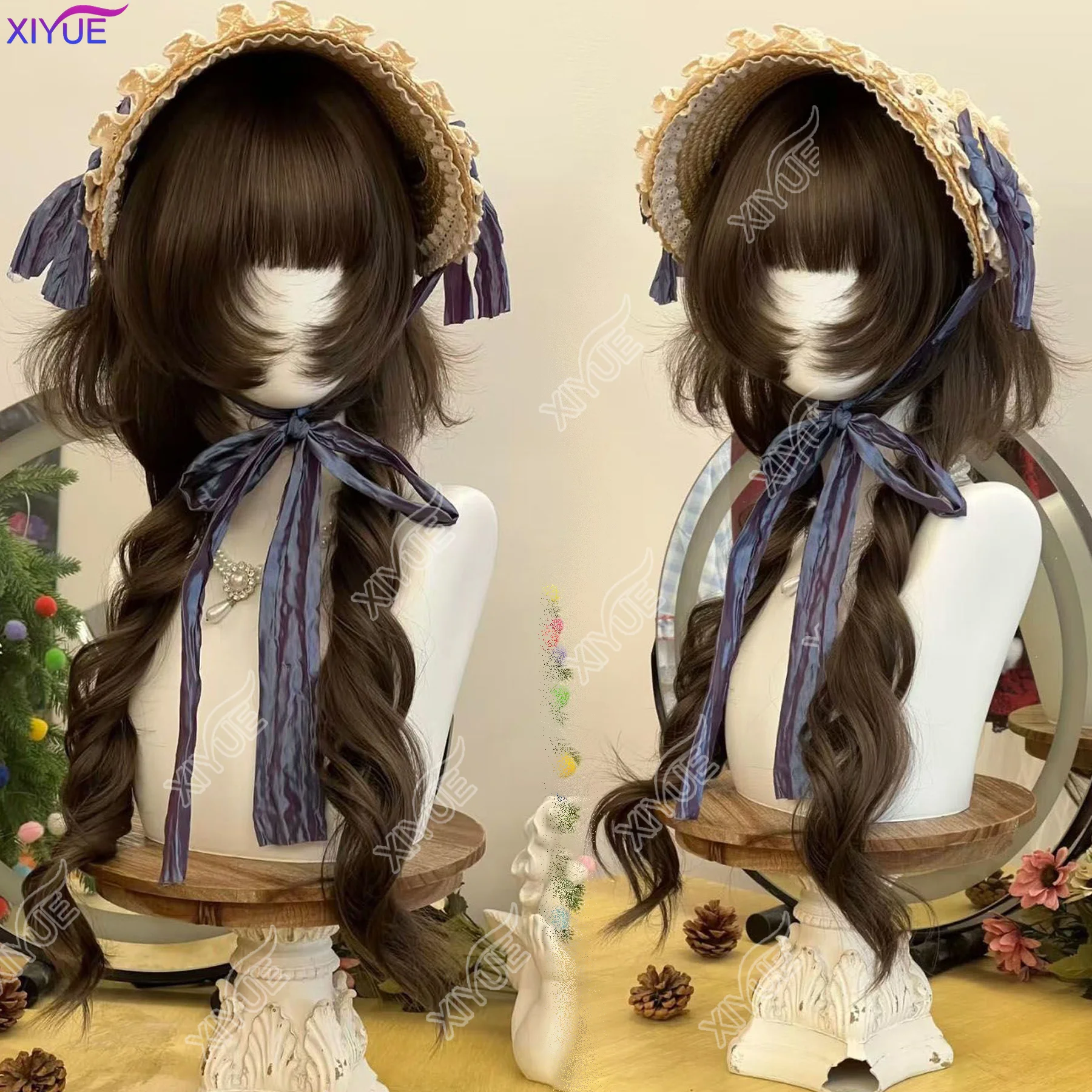 

50cm synthetic Long Double Ponytail Lolita Wig Extra Long Curly Wig With Bangs Suitable For Role Playing Festival Daily Wear