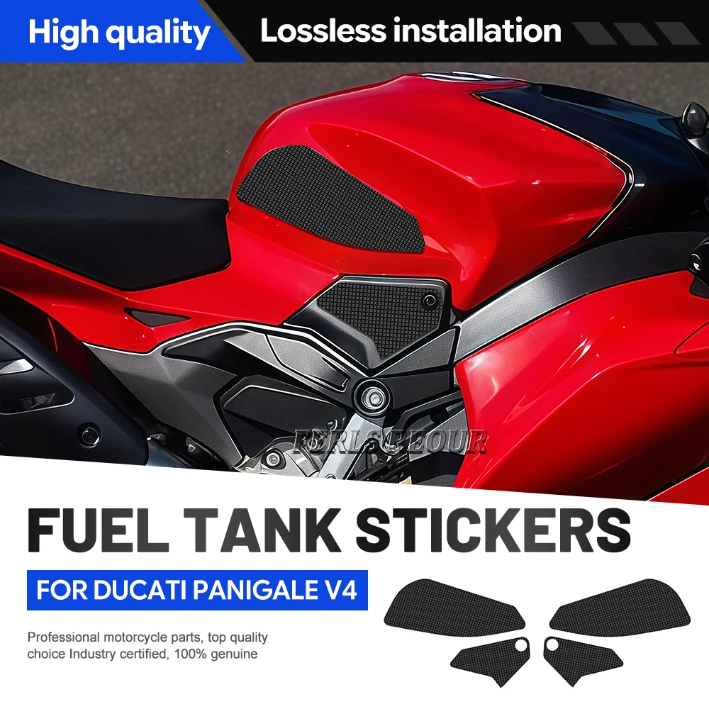 Black rubber fuel tank anti-scratch sticker for PANIGALE V4 25, featuring anti-slip, shock absorption, and cushioning functions.
