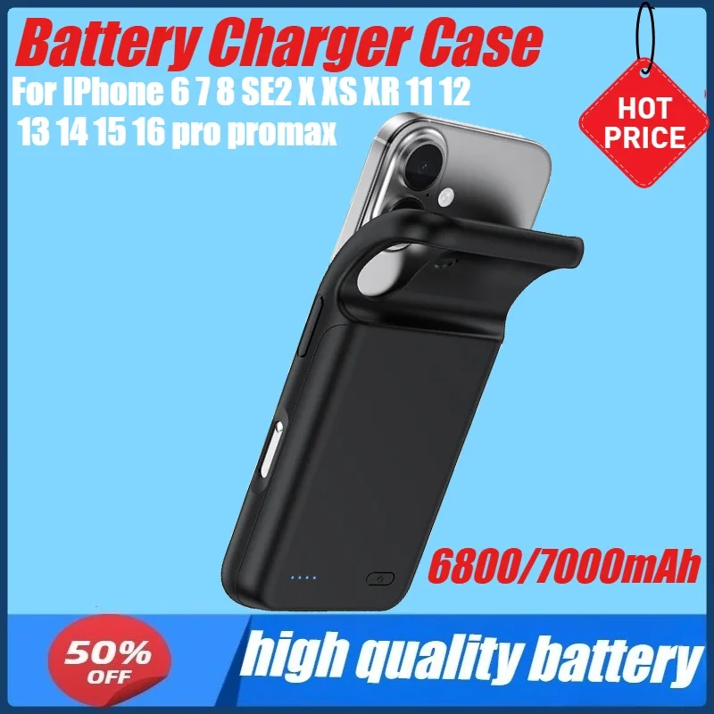 

Battery Charger Case Powerbank for IPhone 6 7 8 SE2 X XS XR 11 12 13 14 15 16 Pro Promax Backup External Phone Charging Case