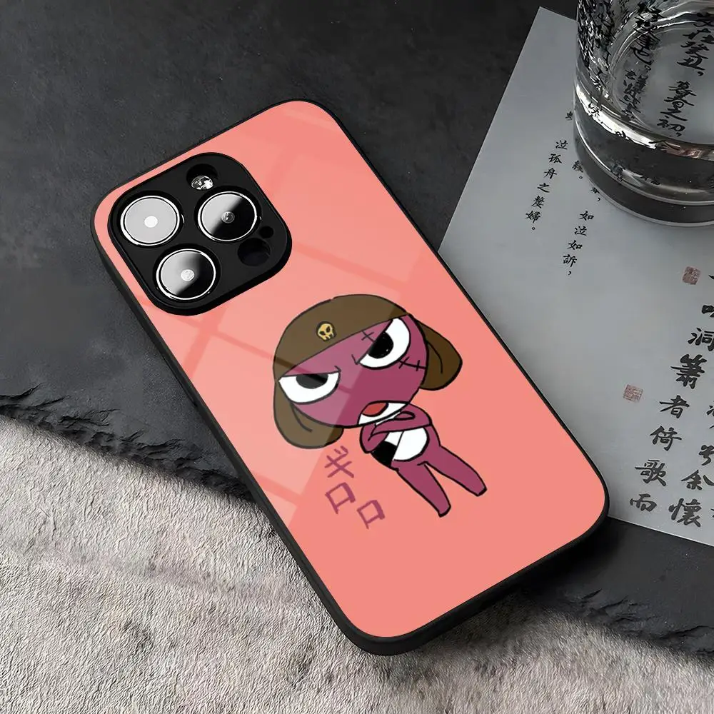 Funda de Teléfono Manga Frog Keroro Gunso de Vidrio Templado para iPhone 16 17 13 14 12 15 11 Pro Max Plus Mini X XR SE2020