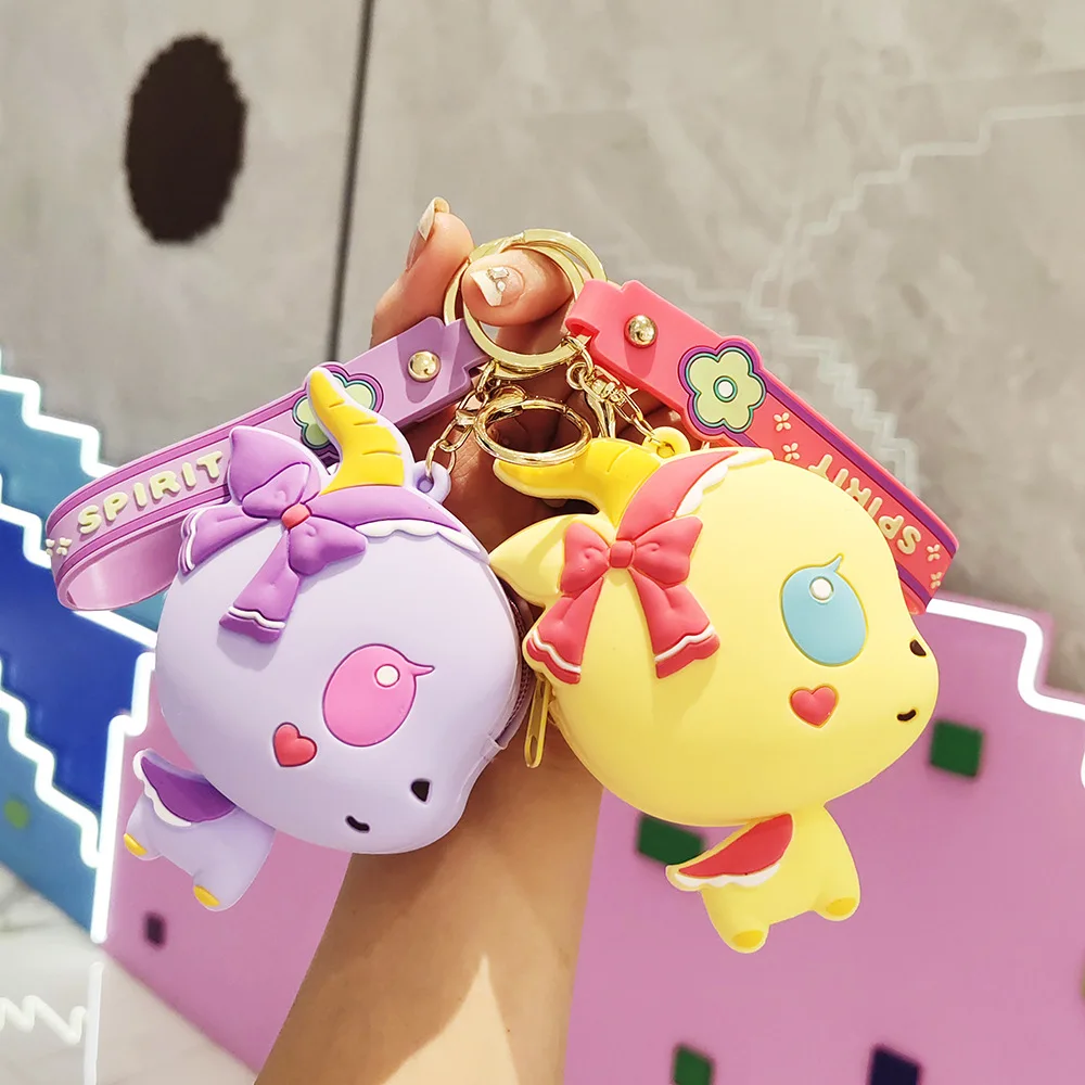 Creative and interesting cartoon silicone coin purse bow deer key chain pendant student coin bag storage bag key chain pendant