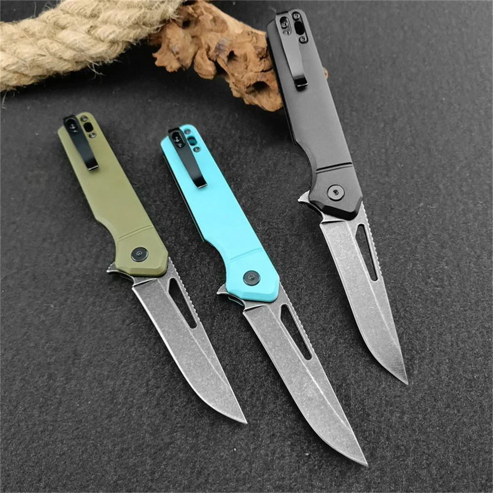 Newest Black/Green/Blue Model 239 Folding Knife 8Cr13Mov Drop Point Blade Nylon Fibre Handle EDC Defense Tool Hiking Knives