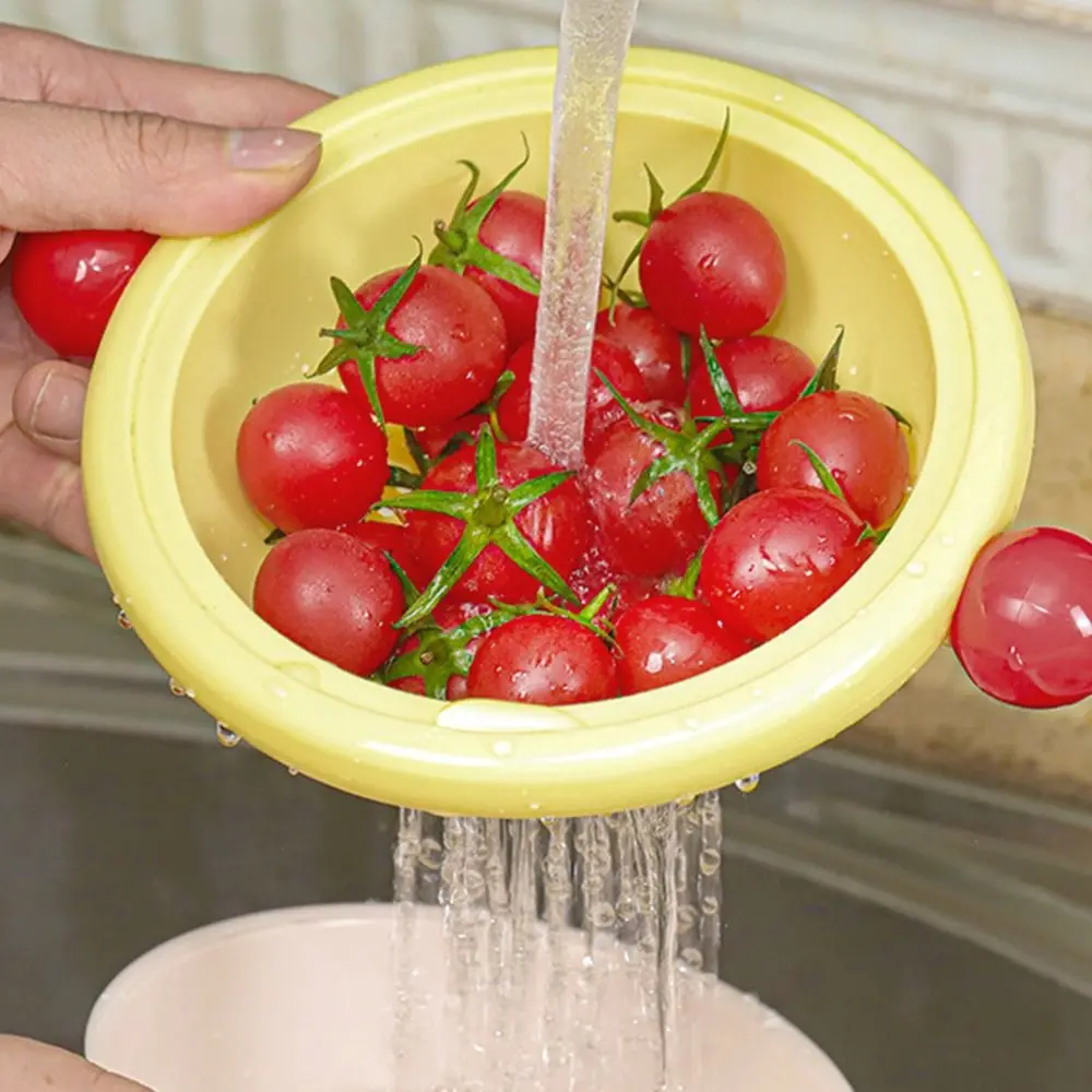 Dopamine Double Layer Drain Basket Stackable Space-saving Fruit Storage Basket Large Capacity Double Ball